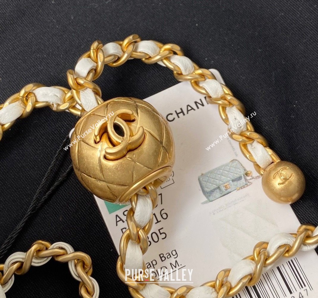 Chanel Lambskin Small Flap Bag with Gold-Tone Metal Ball AS1787 White 2024 (yezi-240517112)