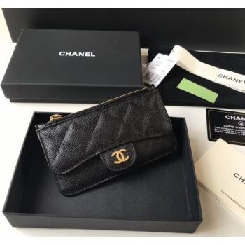 Chanel Grained Calfskin Card Holder AP0374 Black 2024 (yezi-240518040)