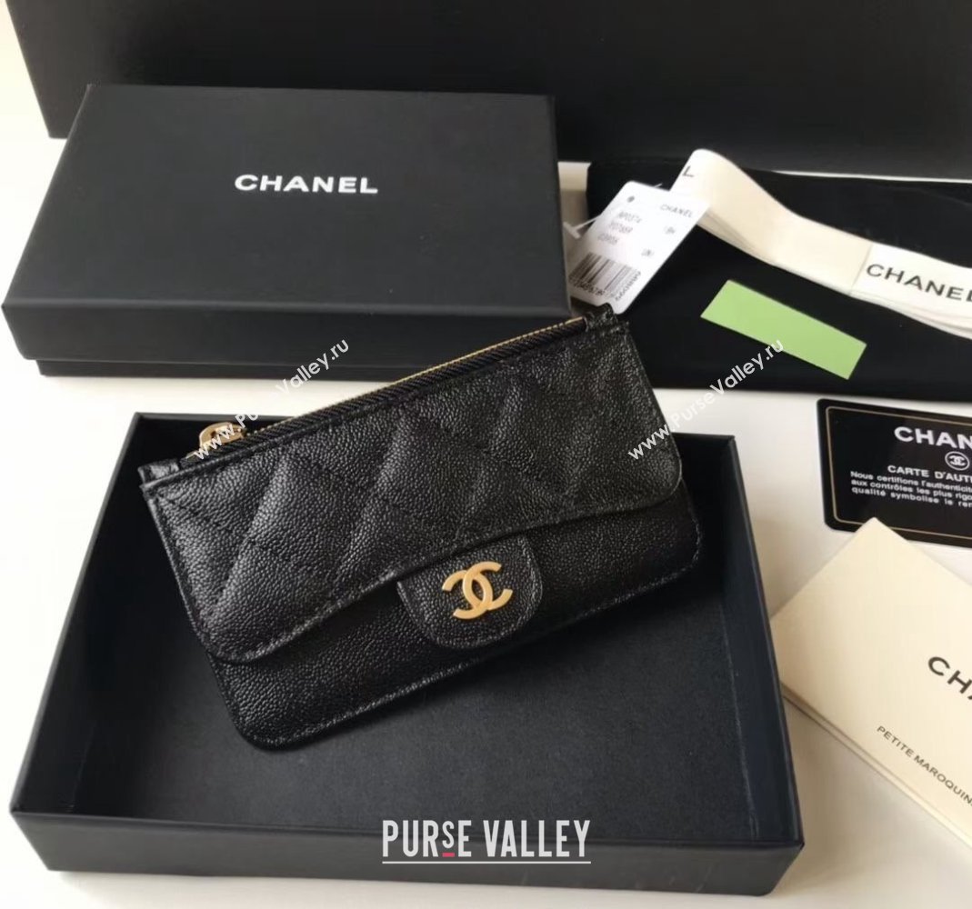 Chanel Grained Calfskin Card Holder AP0374 Black 2024 (yezi-240518040)