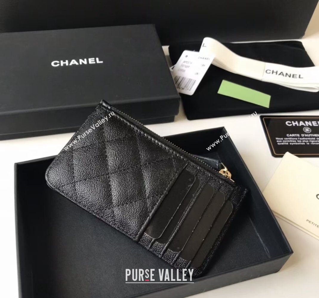 Chanel Grained Calfskin Card Holder AP0374 Black 2024 (yezi-240518040)