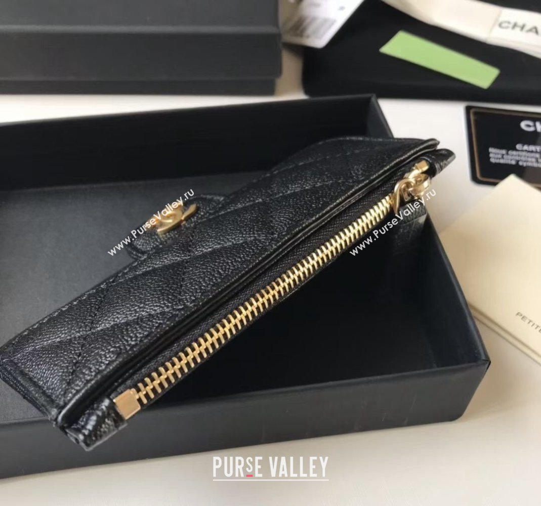 Chanel Grained Calfskin Card Holder AP0374 Black 2024 (yezi-240518040)