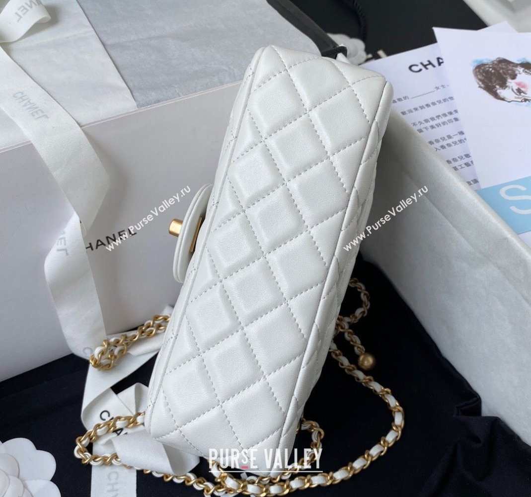 Chanel Lambskin Small Flap Bag with Gold-Tone Metal Ball AS1787 White 2024 (yezi-240517112)