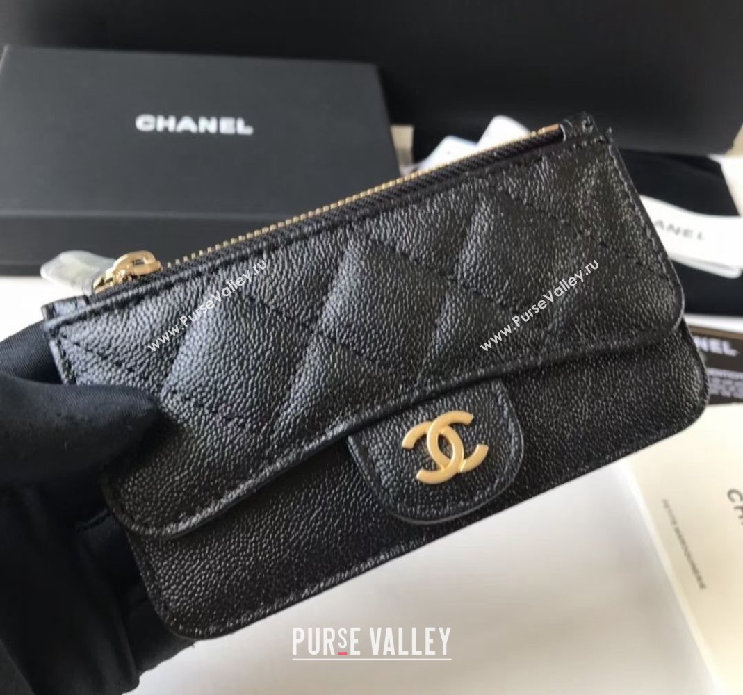 Chanel Grained Calfskin Card Holder AP0374 Black 2024 (yezi-240518040)