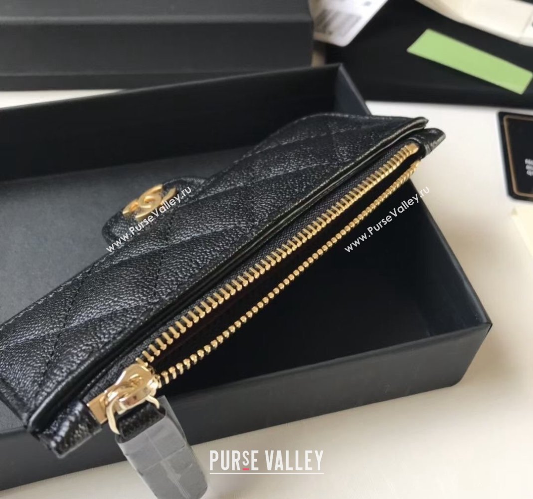 Chanel Grained Calfskin Card Holder AP0374 Black 2024 (yezi-240518040)