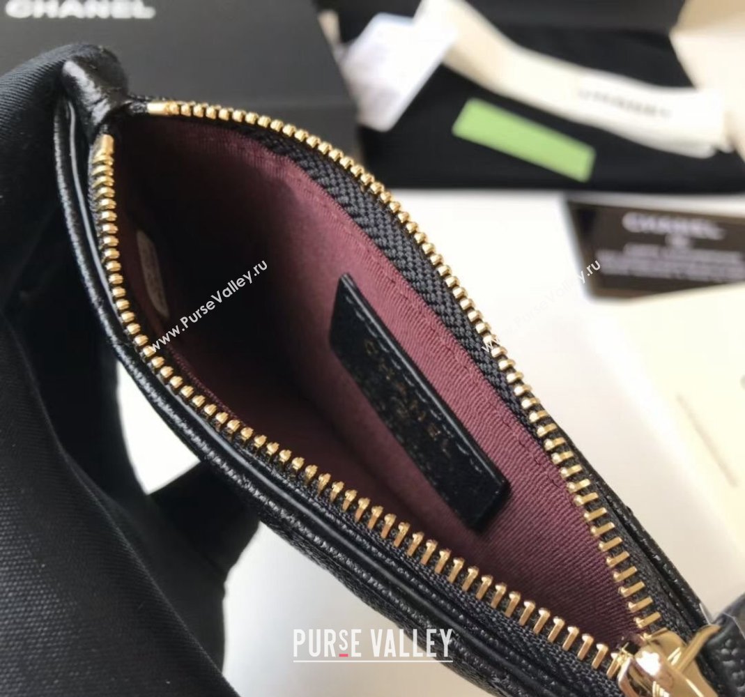 Chanel Grained Calfskin Card Holder AP0374 Black 2024 (yezi-240518040)