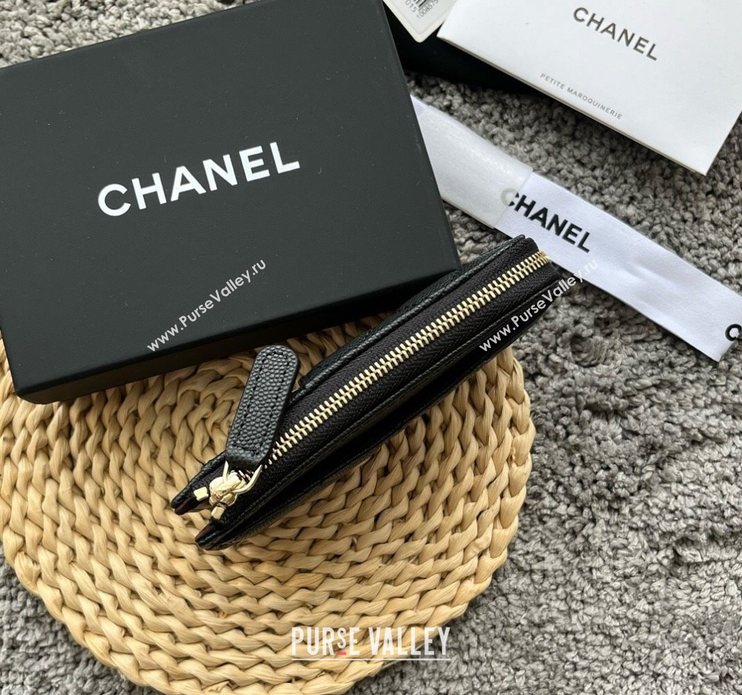 Chanel Grained Calfskin Card Holder AP3179 Black/Gold 2024 (yezi-240518044)