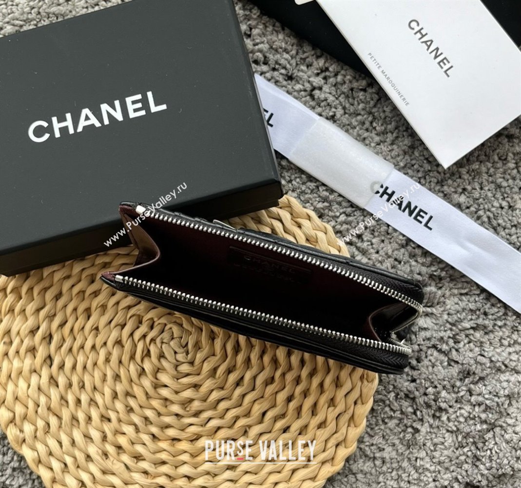 Chanel Lambskin Card Holder AP3179 Black/Silver 2024 (yezi-240518047)