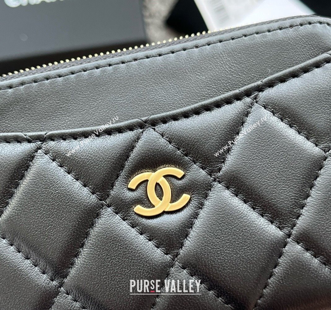 Chanel Lambskin Card Holder AP3179 Black/Gold 2024 (yezi-240518048)