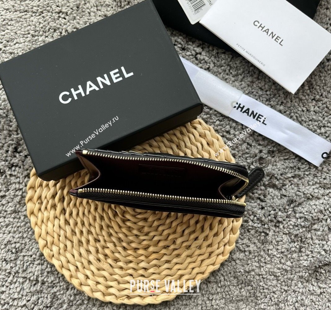 Chanel Lambskin Card Holder AP3179 Black/Gold 2024 (yezi-240518048)