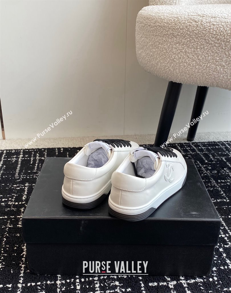 Chanel CC White Calfskin Sneakers Black 2024 0601 (KL-240601104)