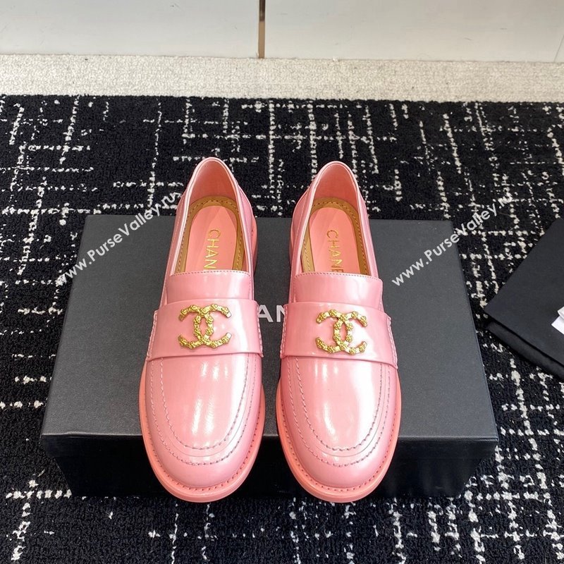 Chanel Calfskin Leather Loafers with Camellia CC G45663 Pink 2024 (KL-240603007)