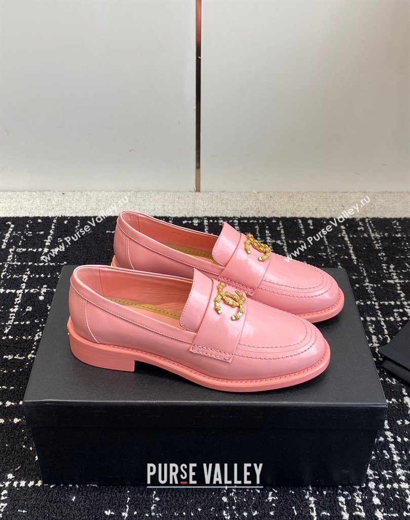 Chanel Calfskin Leather Loafers with Camellia CC G45663 Pink 2024 (KL-240603007)