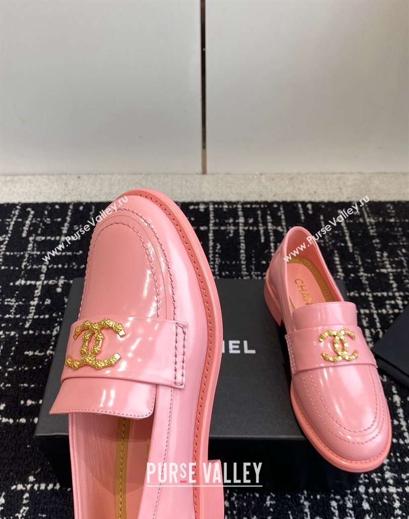 Chanel Calfskin Leather Loafers with Camellia CC G45663 Pink 2024 (KL-240603007)