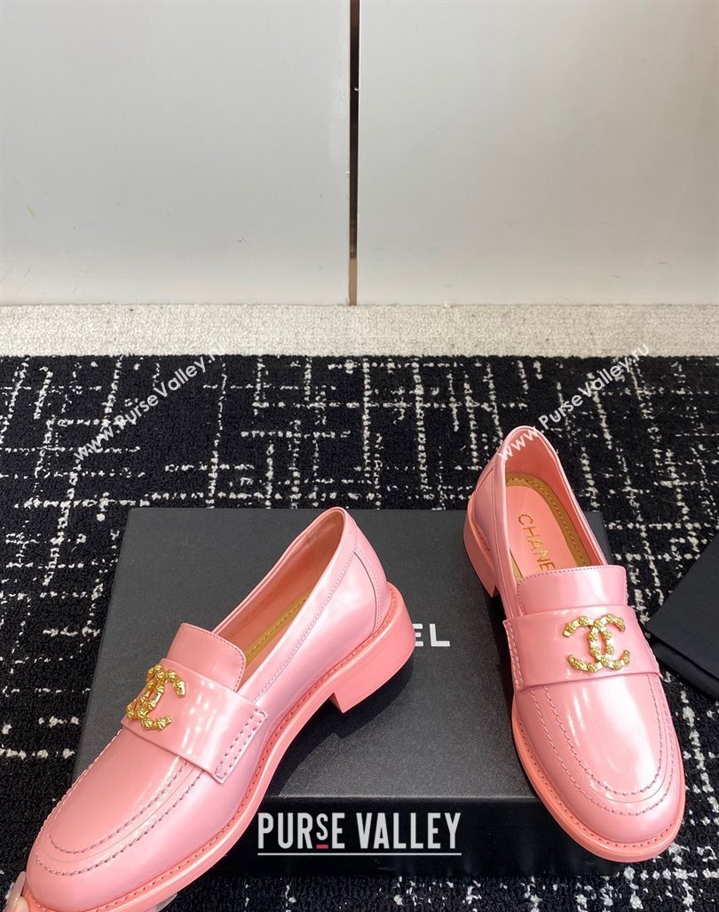 Chanel Calfskin Leather Loafers with Camellia CC G45663 Pink 2024 (KL-240603007)