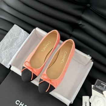 Chanel Classic Tweed Ballet Flats Peachy Pink 2024 0603 (KL-240603013)