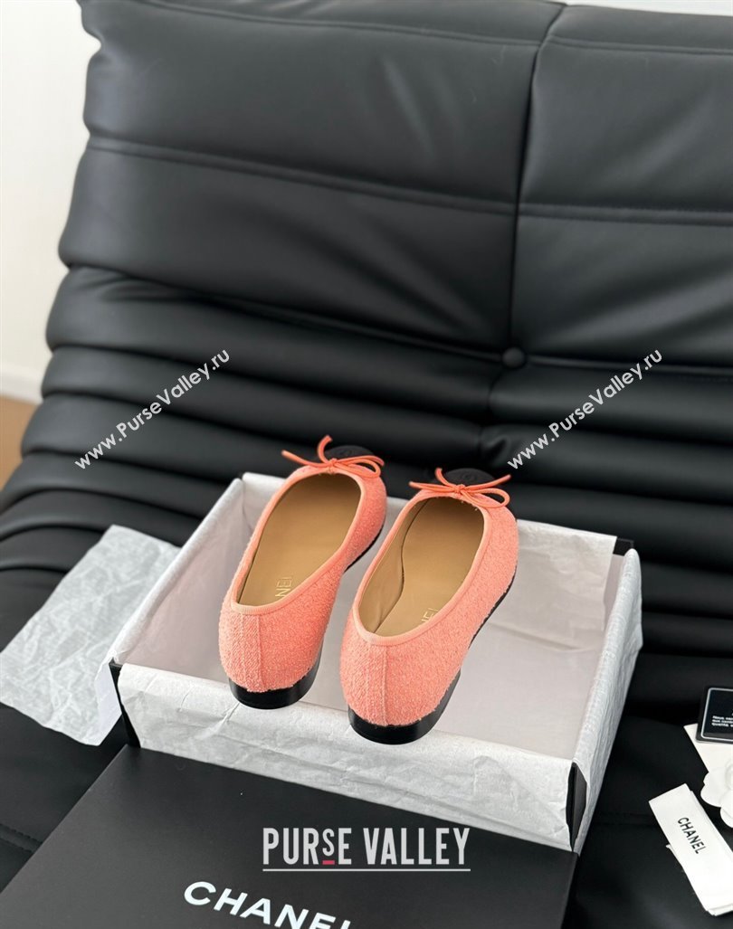 Chanel Classic Tweed Ballet Flats Peachy Pink 2024 0603 (KL-240603013)