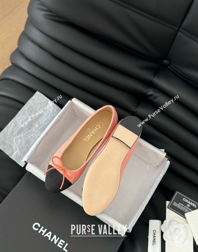 Chanel Classic Tweed Ballet Flats Peachy Pink 2024 0603 (KL-240603013)