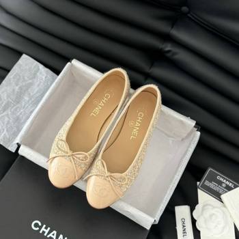 Chanel Classic Tweed Ballet Flats Beige 2024 0603 (KL-240603017)