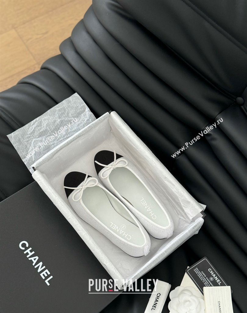 Chanel Classic Tweed Ballet Flats White 2024 0603 (KL-240603018)