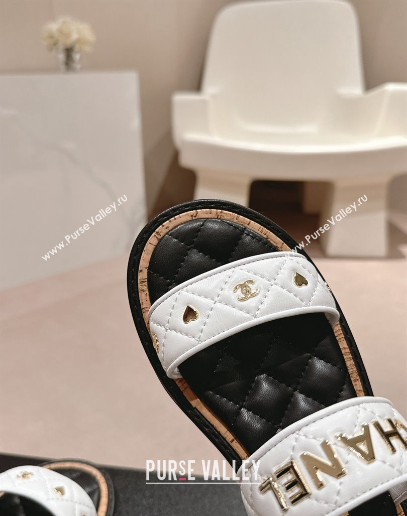 Chanel Lambskin Slingback Flat Sandals with Logo Charm White 2024 0601 (MD-240601056)