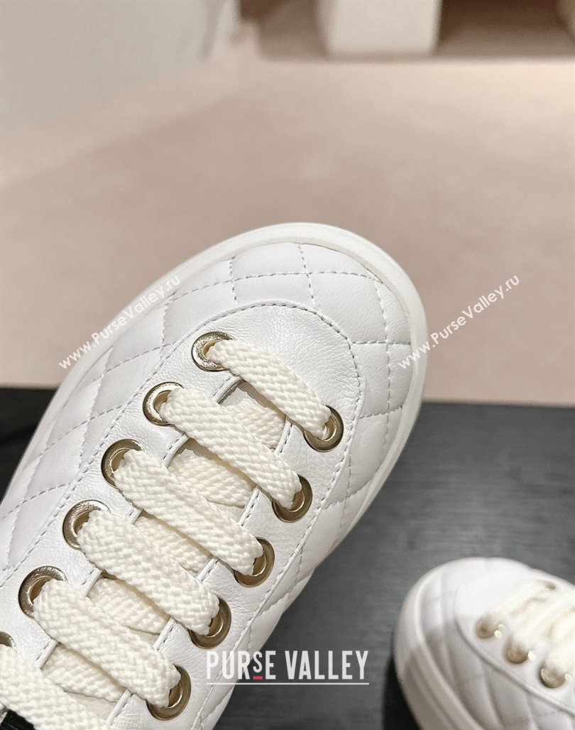 Chanel Quilted Lambskin Platform Sneakers White 2024 0601 (MD-240601067)