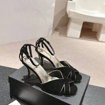 Chanel Suede Heel Sandals 7cm Black 2024 060302 (MD-240603123)