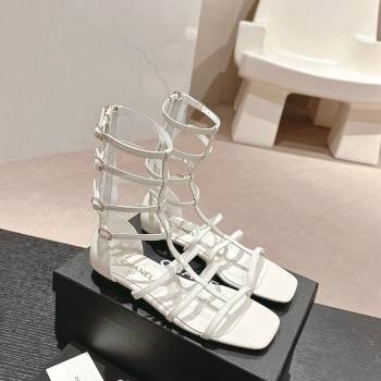 Chanel Calfskin Roman Flat Sandals White 2024 060302 (MD-240603127)