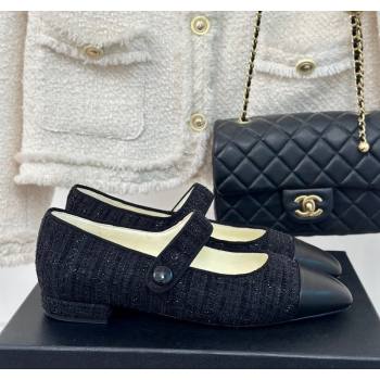 Chanel Tweed Mary Janes Ballet Flat with Pointed Toe Black2 2024 0603 (MD-240603147)