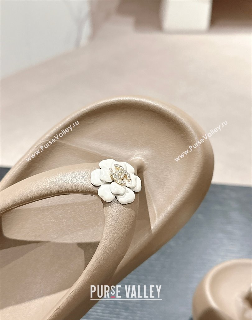 Chanel Rubber Platform Slide Thong Sandals 4cm with Bloom Khaki 2024 070301 (MD-240603150)