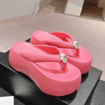 Chanel Rubber Platform Slide Thong Sandals 4cm with Bloom Pink 2024 070301 (MD-240603151)