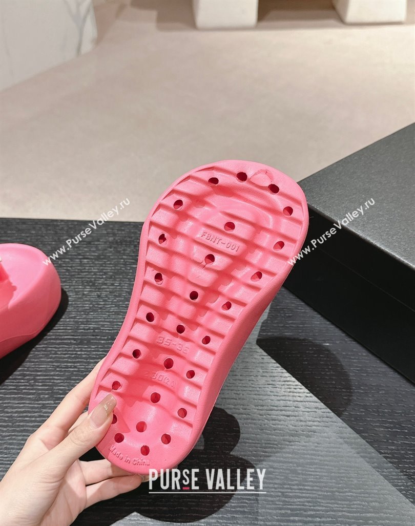 Chanel Rubber Platform Slide Thong Sandals 4cm with Bloom Pink 2024 070301 (MD-240603151)