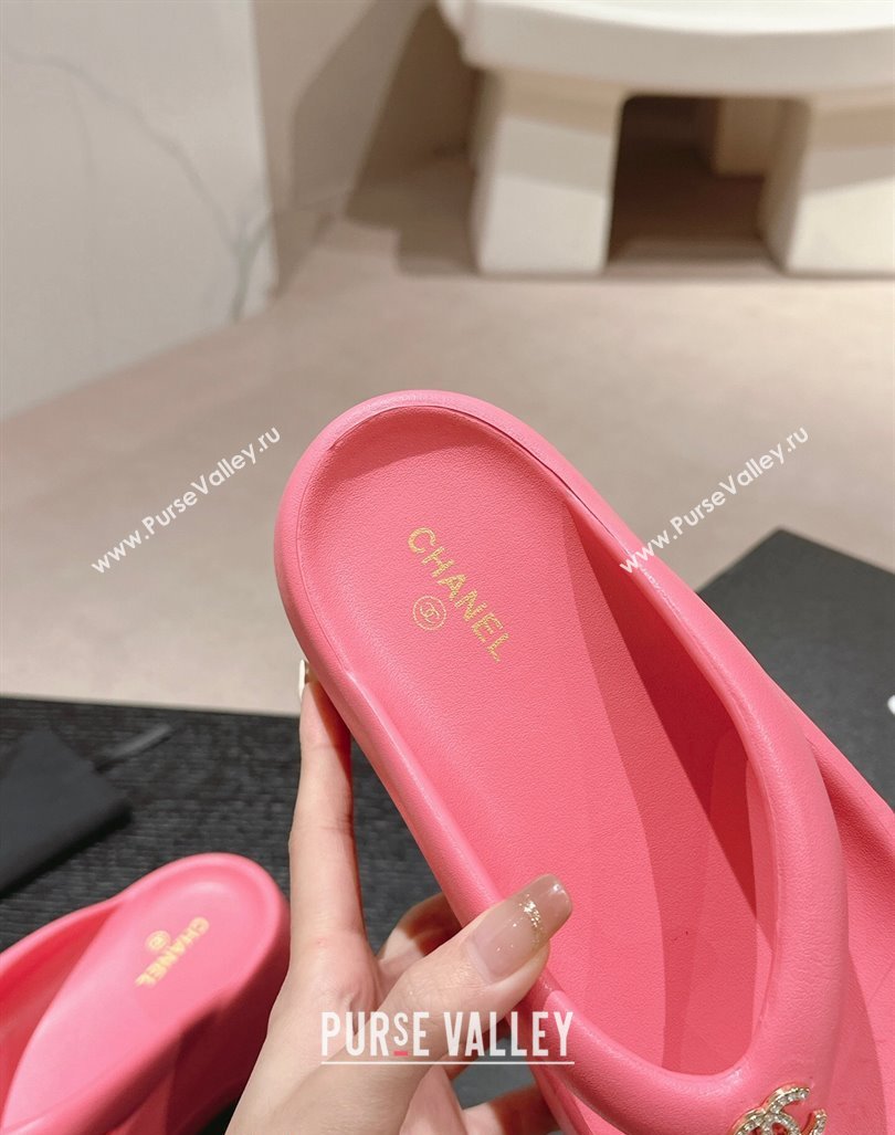 Chanel Rubber Platform Slide Thong Sandals 4cm with CC Pink 2024 070301 (MD-240603154)