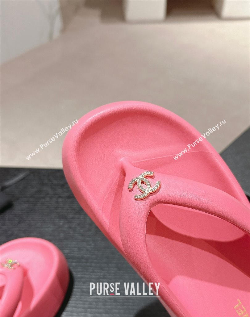 Chanel Rubber Platform Slide Thong Sandals 4cm with CC Pink 2024 070301 (MD-240603154)