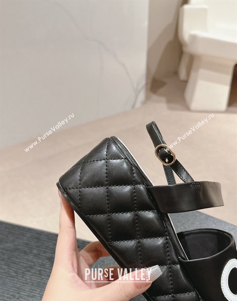 Chanel Quilted Lambskin Platform Sandals 6cm with Signature Black 2024 0603 (MD-240603172)