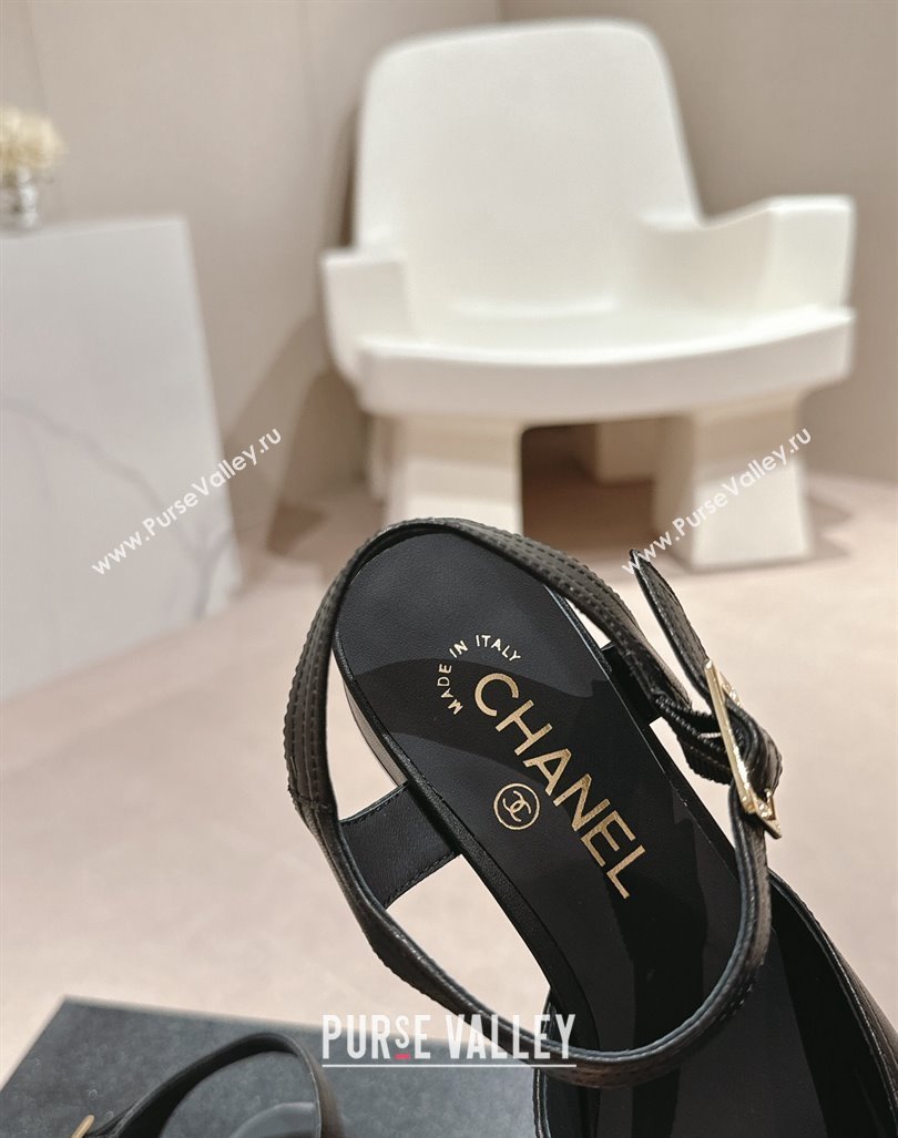 Chanel Lambskin Slingback Pumps 3cm Black 2024 0603 (MD-240603176)