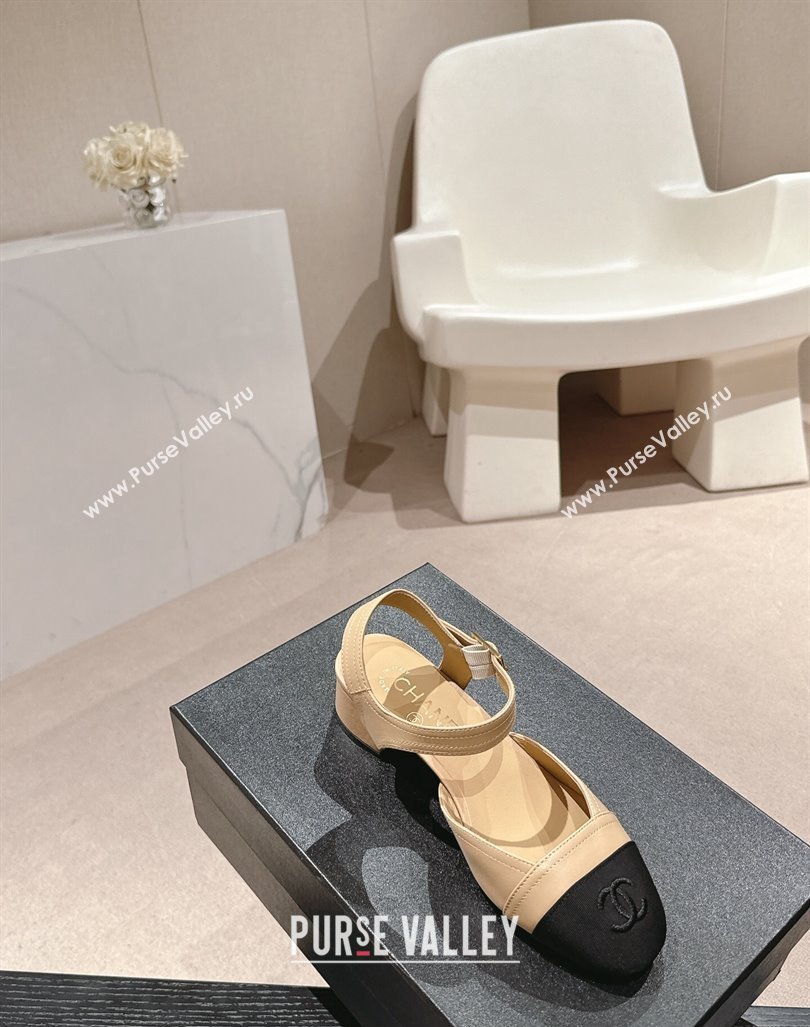 Chanel Lambskin Slingback Pumps 3cm Beige 2024 0603 (MD-240603177)