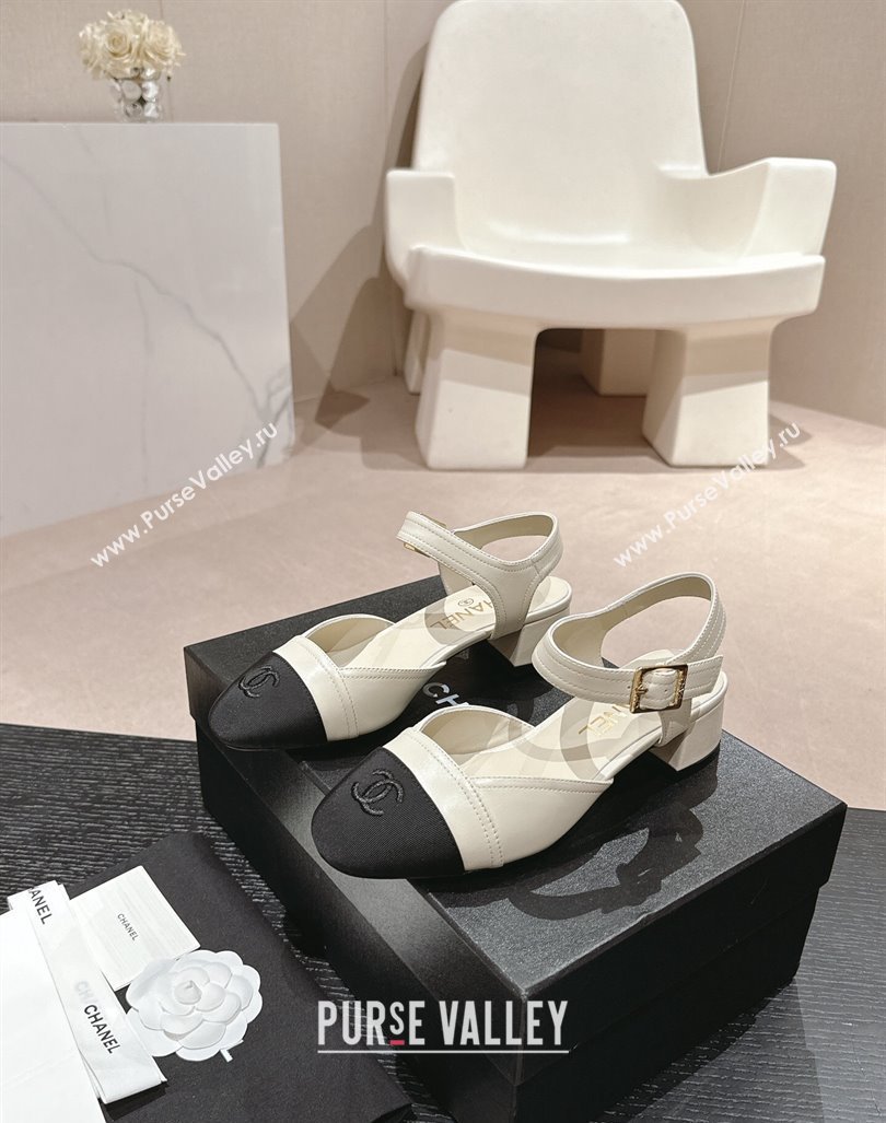 Chanel Lambskin Slingback Pumps 3cm White 2024 0603 (MD-240603178)