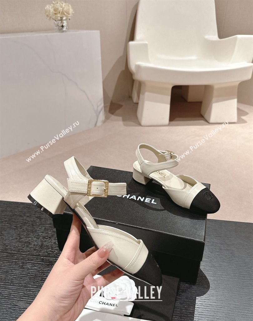 Chanel Lambskin Slingback Pumps 3cm White 2024 0603 (MD-240603178)