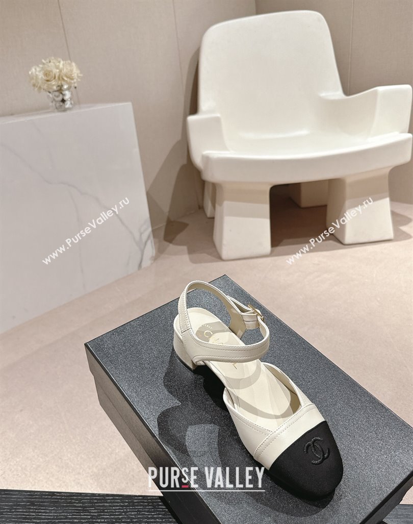 Chanel Lambskin Slingback Pumps 3cm White 2024 0603 (MD-240603178)