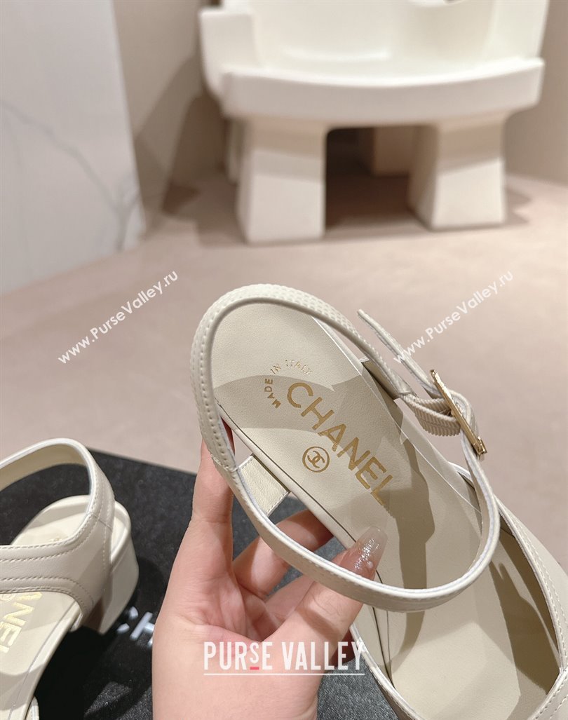 Chanel Lambskin Slingback Pumps 3cm White 2024 0603 (MD-240603178)