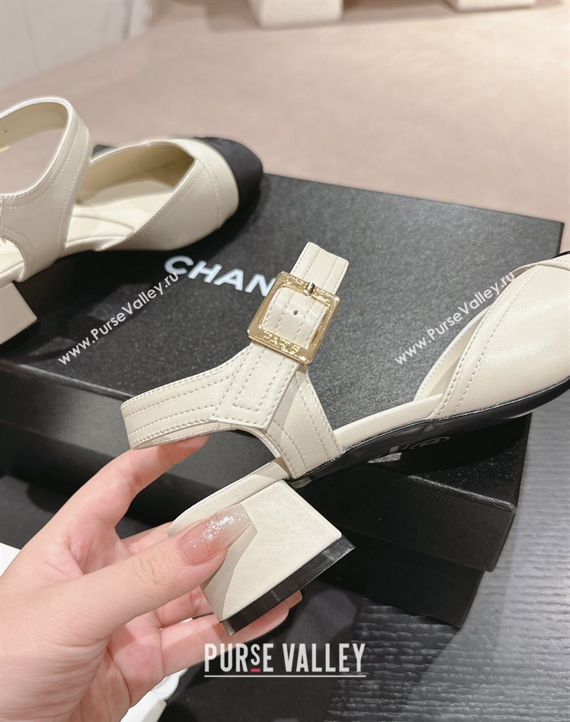 Chanel Lambskin Slingback Pumps 3cm White 2024 0603 (MD-240603178)