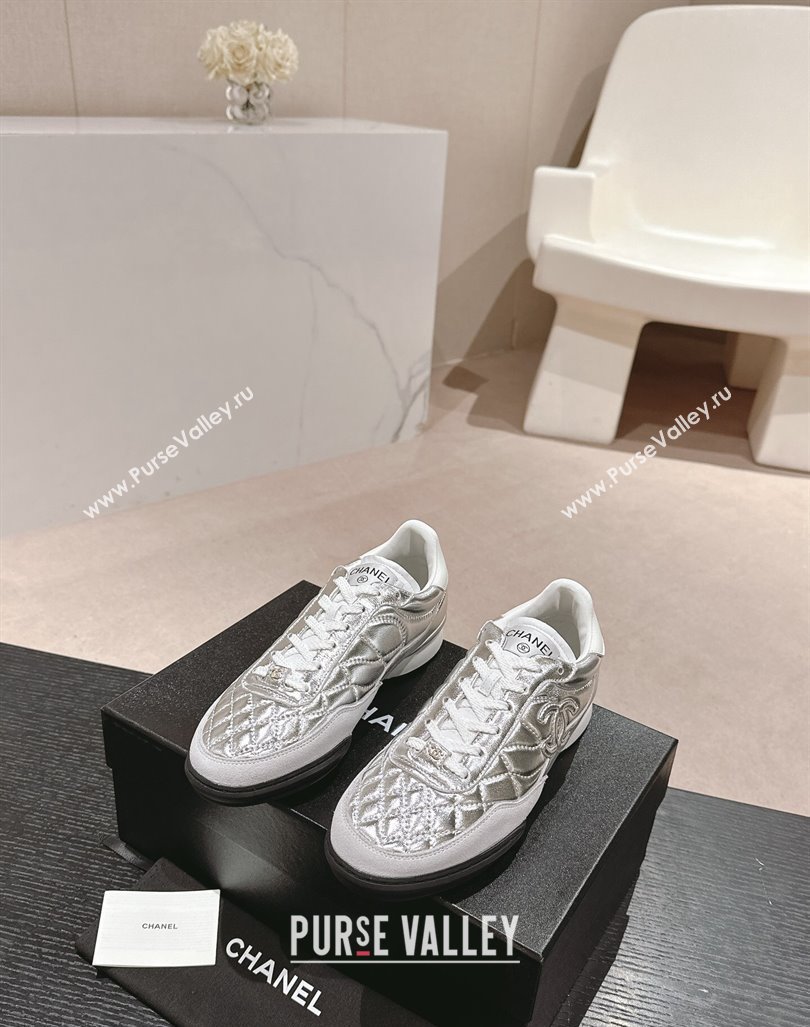 Chanel Quilted Calfskin Sneakers G45335 Silver 2024 (MD-240603044)