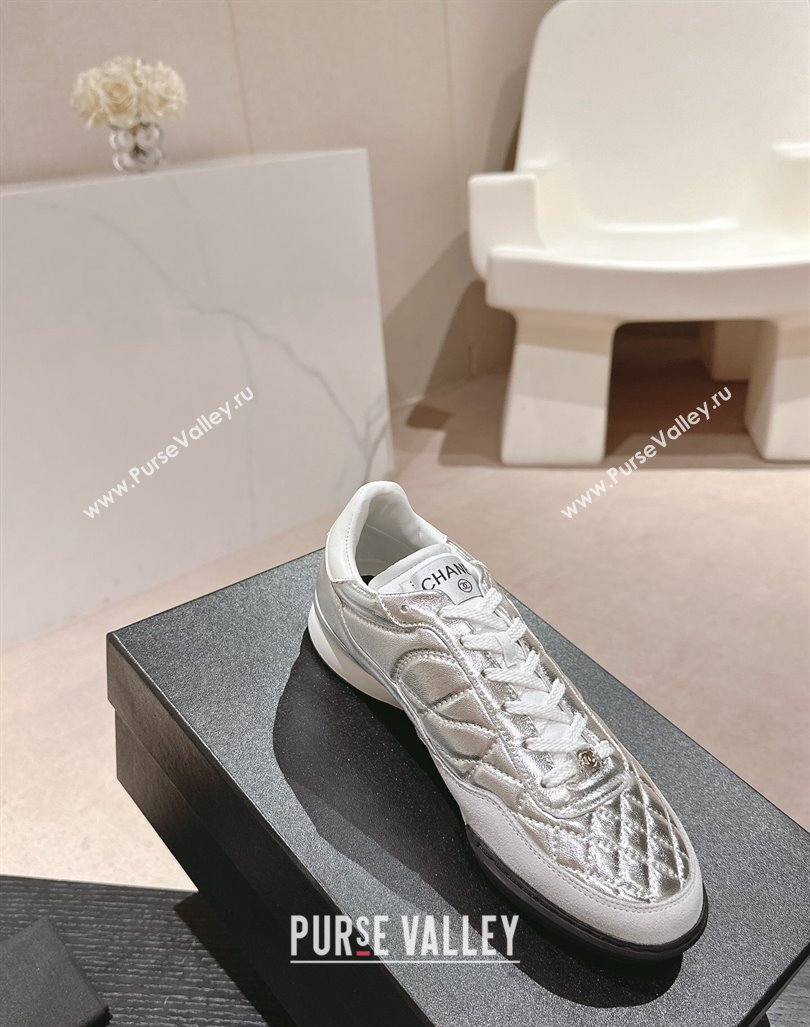 Chanel Quilted Calfskin Sneakers G45335 Silver 2024 (MD-240603044)