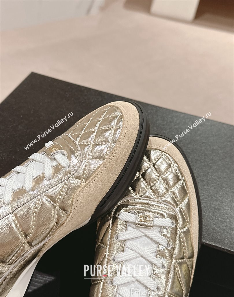 Chanel Quilted Calfskin Sneakers G45335 Rose Gold 2024 (MD-240603045)