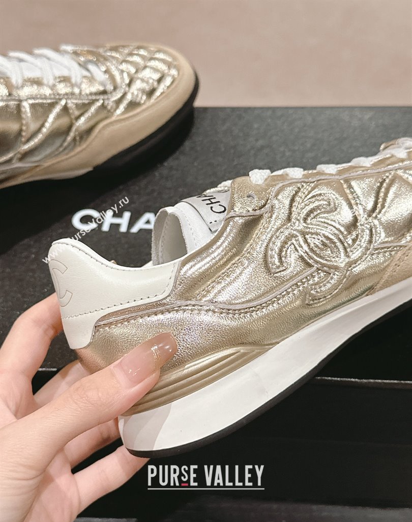 Chanel Quilted Calfskin Sneakers G45335 Rose Gold 2024 (MD-240603045)