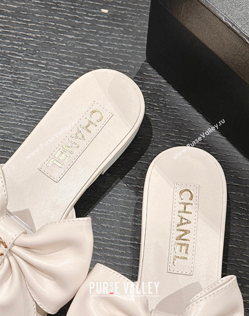 Chanel Lambskin Flat Slides Sandal with Maxi Bow White 2024 G45812 (MD-240603062)