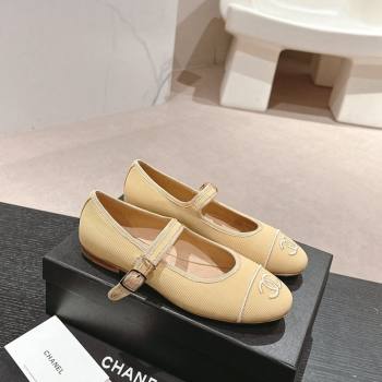 Chanel Cotton Mary Janes Flat Ballet G45503 Beige 2024 (MD-240603087)