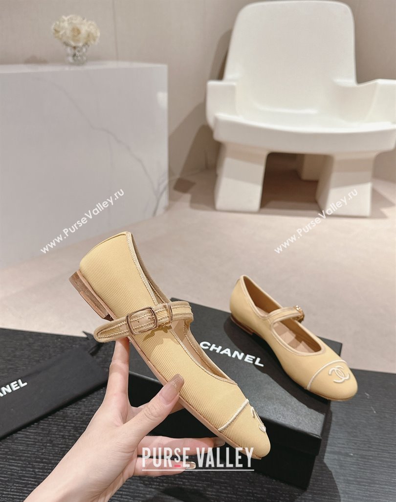 Chanel Cotton Mary Janes Flat Ballet G45503 Beige 2024 (MD-240603087)