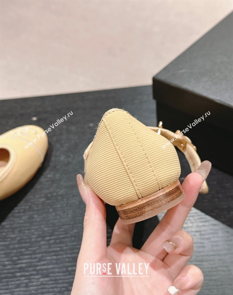 Chanel Cotton Mary Janes Flat Ballet G45503 Beige 2024 (MD-240603087)