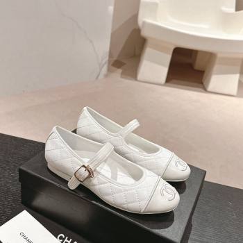 Chanel Quilted Mary Janes Flats Ballet G45503 White 2024 (MD-240603088)